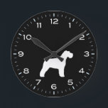 Schnauzer Dog Silhouette Black and White Round Clock<br><div class="desc">A fun wall clock for home or office. Makes an original gift for Schnauzer lovers. Check out Jenn’s Doodle World for even more decorative clocks and Schnauzer themed home decor.</div>