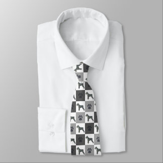 Schnauzer Dog Silhouette Black White Gray Neck Tie