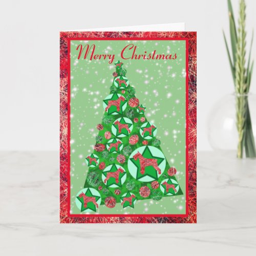 Schnauzer Dog Silhouette Christmas Tree Decoration Card