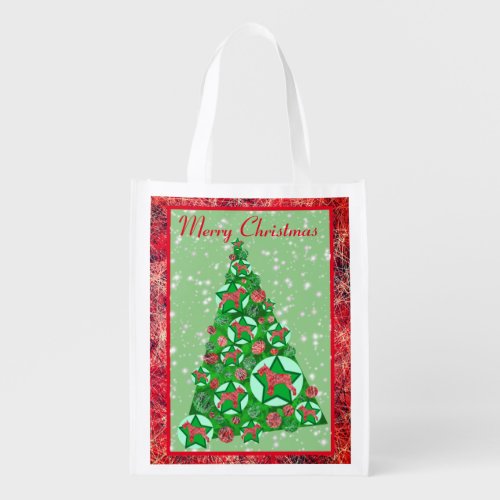 Schnauzer Dog Silhouette Christmas Tree Decoration Grocery Bag