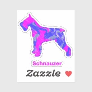 Schnauzer Dog Silhouette Crazy Hot Pink Square Sti Sticker
