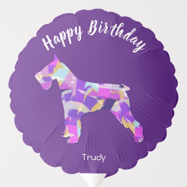 Schnauzer Dog Silhouette Cute Purple PY&B Balloon (Front)