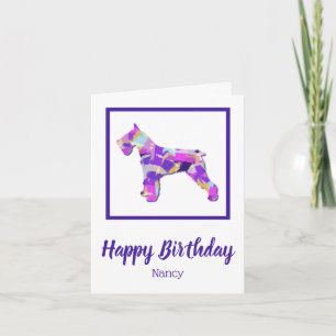 Schnauzer Dog Silhouette Cute Purple PY&B Card