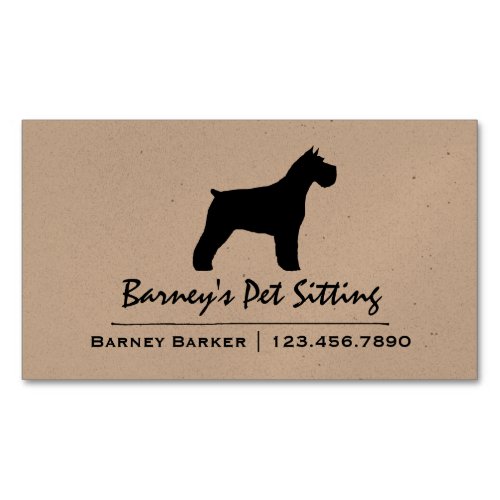 Schnauzer Dog Silhouette Magnetic Business Card