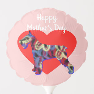 Schnauzer Dog Silhouette Mother’s Day Red Heart Balloon