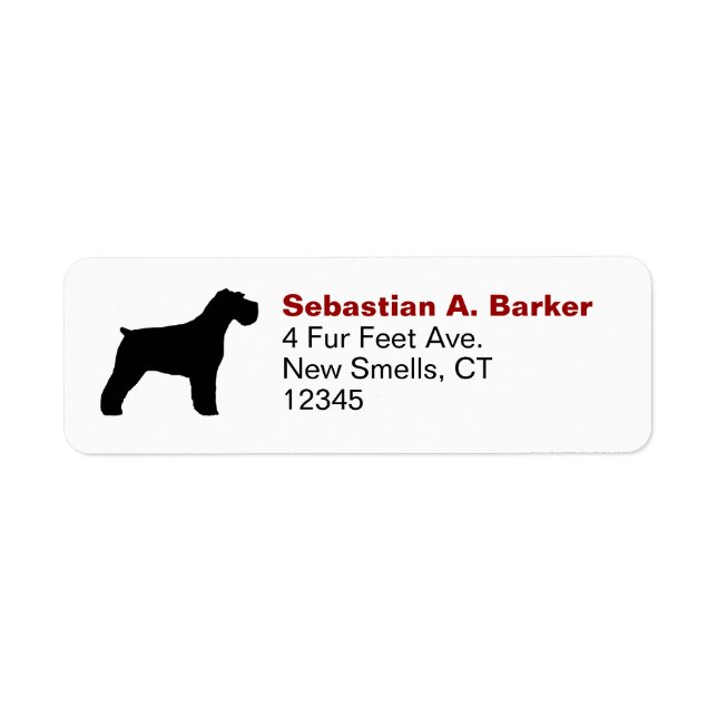 Schnauzer Dog Silhouette with Natural Ears Address Label (Front)