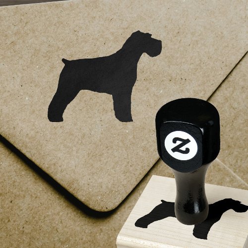 Schnauzer Dog Silhouette with Natural Floppy Ears Rubber Stamp