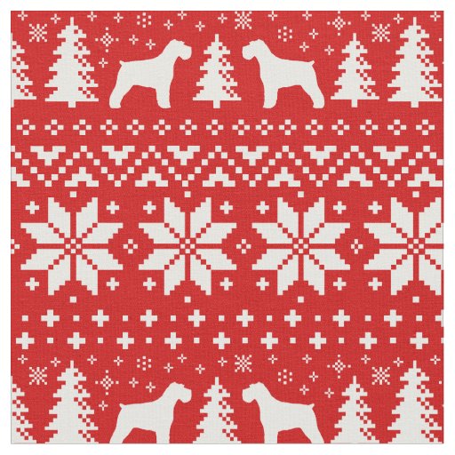 Schnauzer Dog Silhouettes Christmas Holiday Fabric