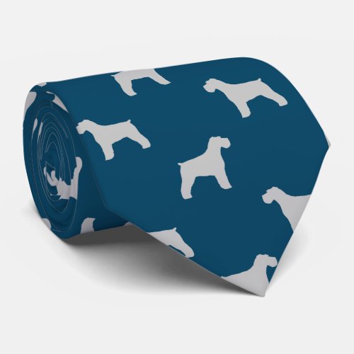 Schnauzer Dog Silhouettes Pattern Grey and Blue Tie