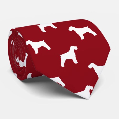 Schnauzer Dog Silhouettes Pattern Red and White Tie