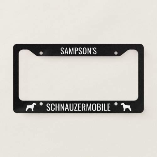 Schnauzer Dog Silhouettes Schnauzermobile Custom License Plate Frame