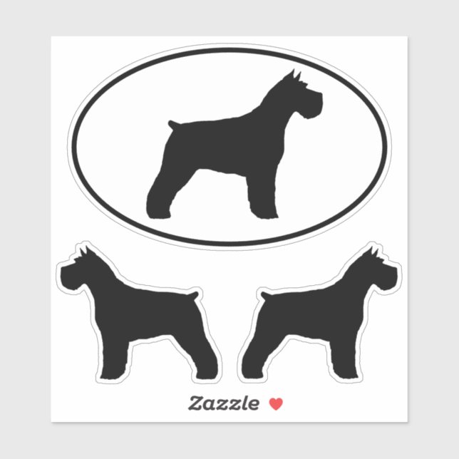 Schnauzer Dog Silhouettes Vinyl Sticker Set (Sheet)