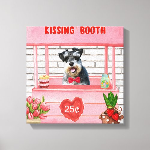 Schnauzer Dog Valentines Day Kissing Booth Canvas Print