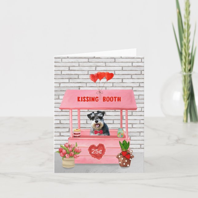 Schnauzer Dog Valentine's Day Kissing Booth Card (Front)