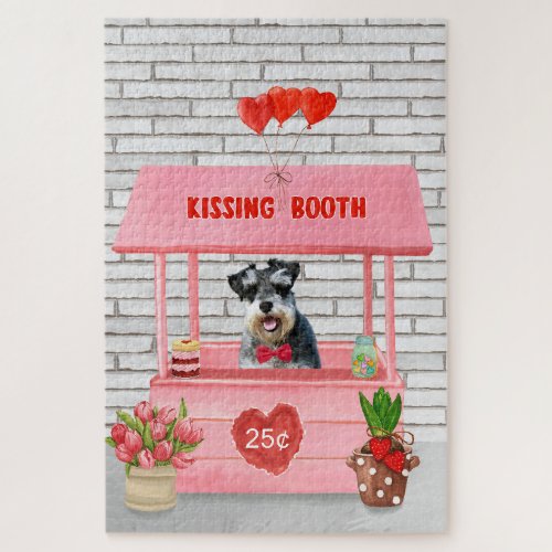 Schnauzer Dog Valentines Day Kissing Booth Jigsaw Puzzle