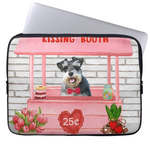 Schnauzer Dog Valentines Day Kissing Booth Laptop Sleeve