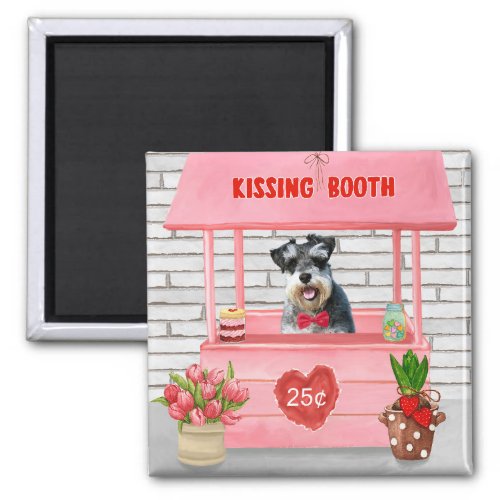 Schnauzer Dog Valentines Day Kissing Booth Magnet