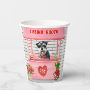 Schnauzer Dog Valentine's Day Kissing Booth Paper Cups