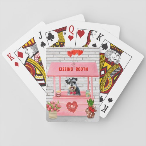 Schnauzer Dog Valentines Day Kissing Booth Playing Cards