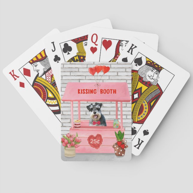 Schnauzer Dog Valentine's Day Kissing Booth Poker Cards (Back)