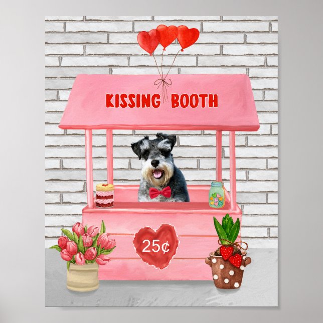 Schnauzer Dog Valentine's Day Kissing Booth Poster (Front)