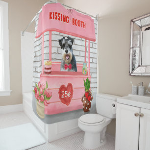 Schnauzer Dog Valentine's Day Kissing Booth Shower Curtain
