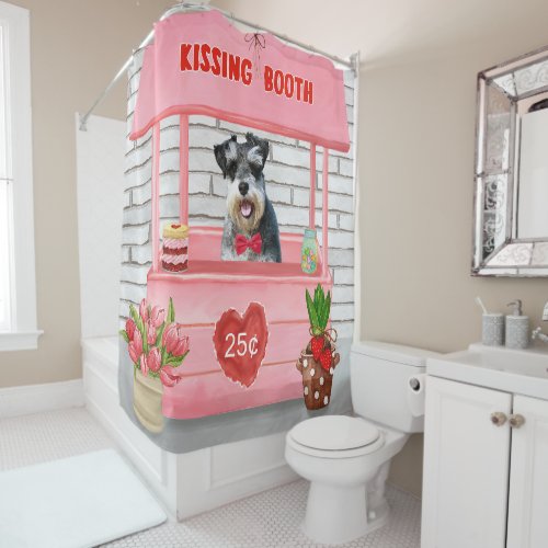 Schnauzer Dog Valentines Day Kissing Booth Shower Curtain