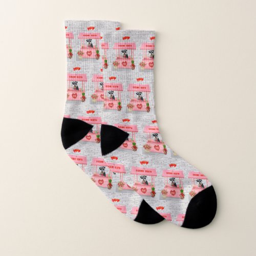 Schnauzer Dog Valentines Day Kissing Booth Socks