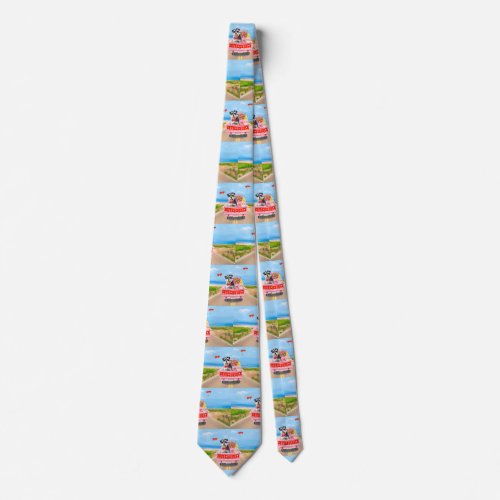 Schnauzer Dog Valentines Day Truck Hearts Neck Tie