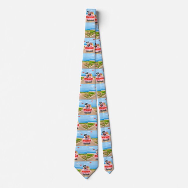 Schnauzer Dog Valentine's Day Truck Hearts Neck Tie (Front)