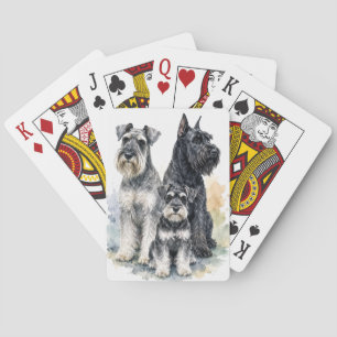 Schnauzer Dog Watercolor Playing Cards