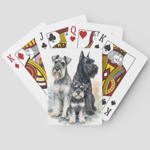 Schnauzer Dog Watercolor Playing Cards