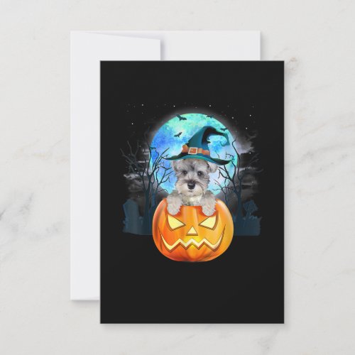 Schnauzer Dog Witch Hat Halloween Pumpkin Gift RSVP Card