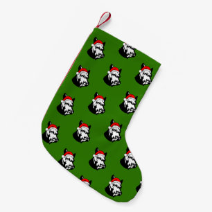Schnauzer Dog with Christmas Santa Hat Small Christmas Stocking