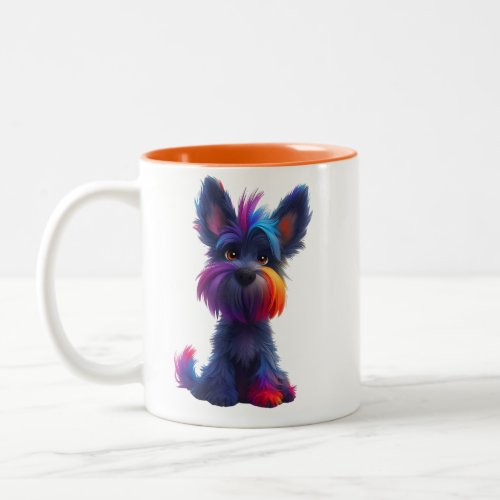  Schnauzer dog with colorful fur Two_Tone Coffee Mug