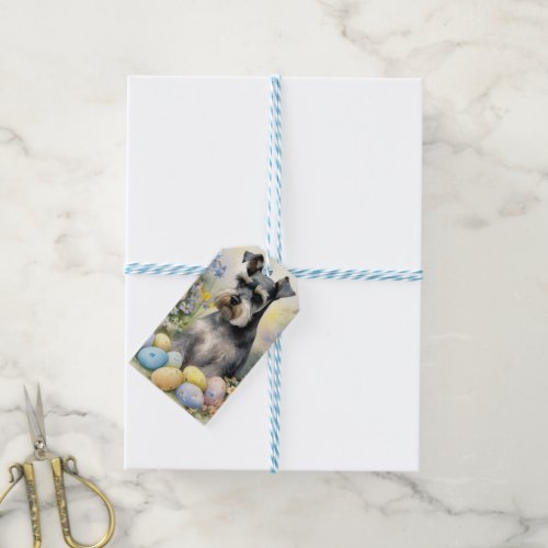 Schnauzer Dog with Easter Eggs Holiday  Gift Tags
