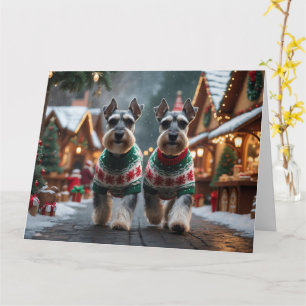 Schnauzer Dogs Christmas Snow Holiday Card