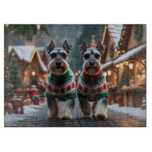 Schnauzer Dogs Christmas Snow Holiday Cutting Board
