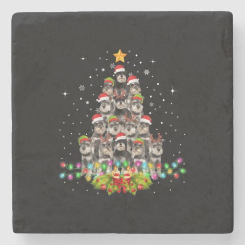 Schnauzer Dogs Tree Christmas Sweater Xmas Pet Stone Coaster