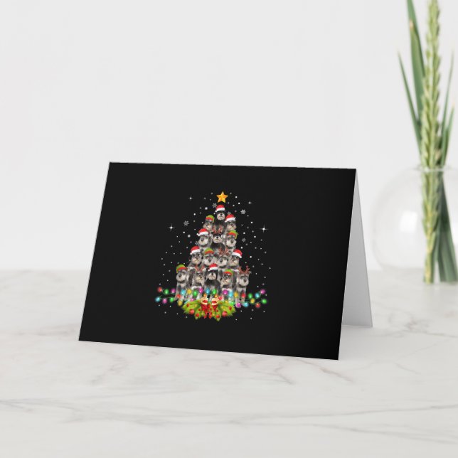 Schnauzer Dogs Tree Christmas Sweater Xmas Pet Thank You Card (Front)