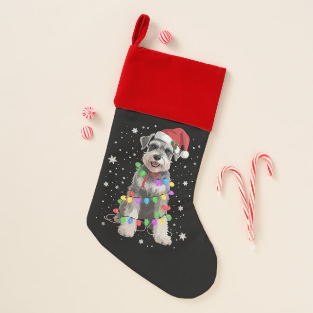 Schnauzer Dogs Tree Christmas Xmas Pet Animal Dog  Christmas Stocking (Front)
