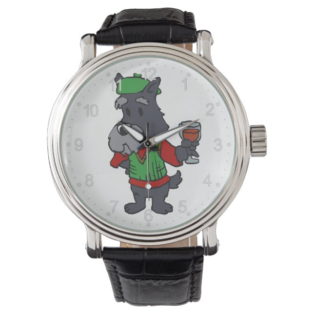 Schnauzer drinking a juice | choose back color watch (Front)