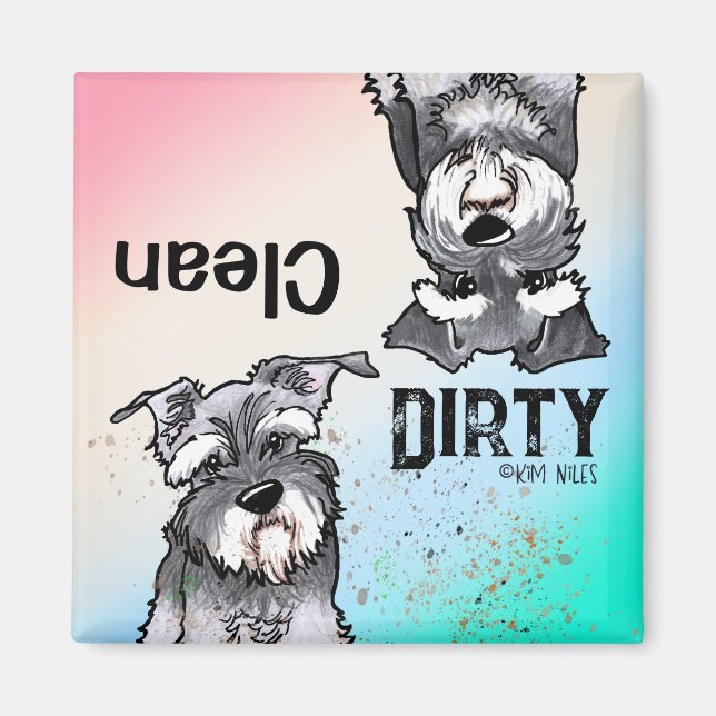 Schnauzer duo Clean Dirty Dishwasher Magnet (Front)