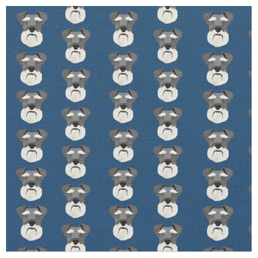 Schnauzer faces dog navy blue fabric