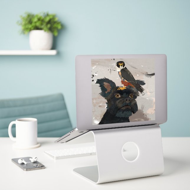 SCHNAUZER & FALCON STICKER (Laptop On Desk)