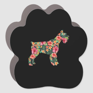 Schnauzer Flower Funny Dog Silhouette Floral Gifts Car Magnet