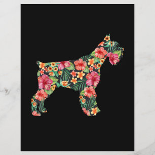 Schnauzer Flower Funny Dog Silhouette Floral Gifts Letterhead