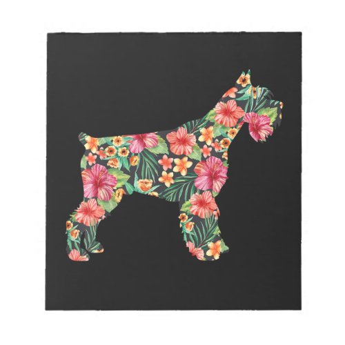 Schnauzer Flower Funny Dog Silhouette Floral Gifts Notepad