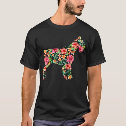 Schnauzer Flower Funny Dog Silhouette Floral Gifts T_Shirt