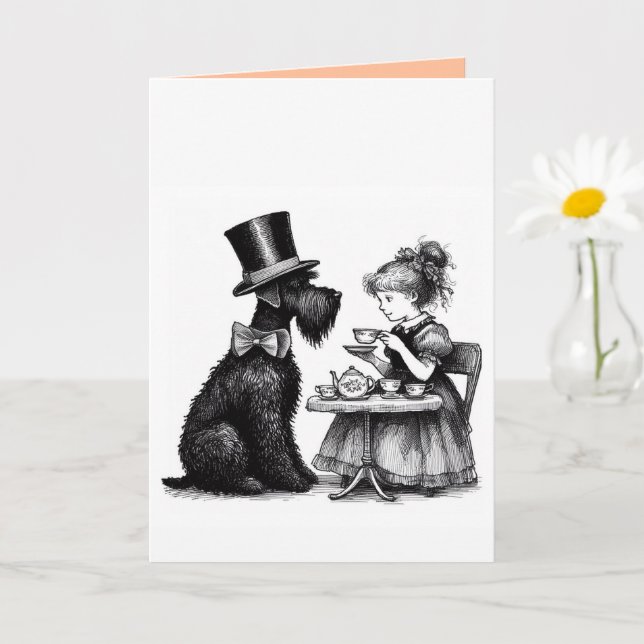 Schnauzer Folded Greeting Card (Small Plant)